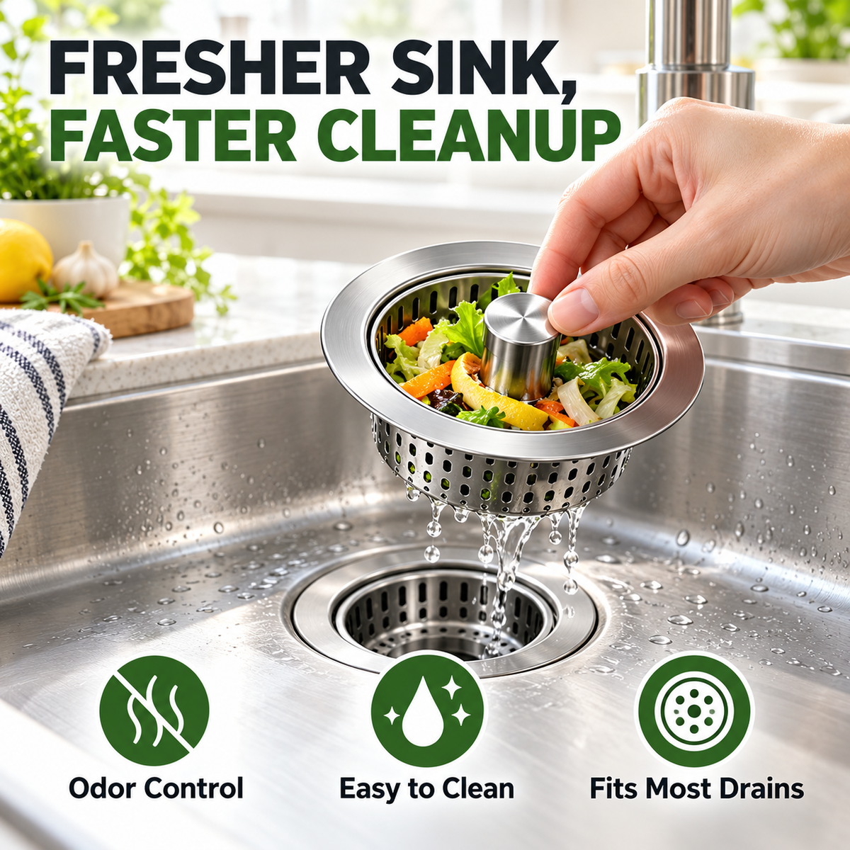 Pop-Up Sink Drain Strainer