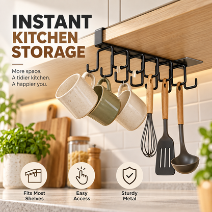 Under-Cabinet Hanging Hook Rack