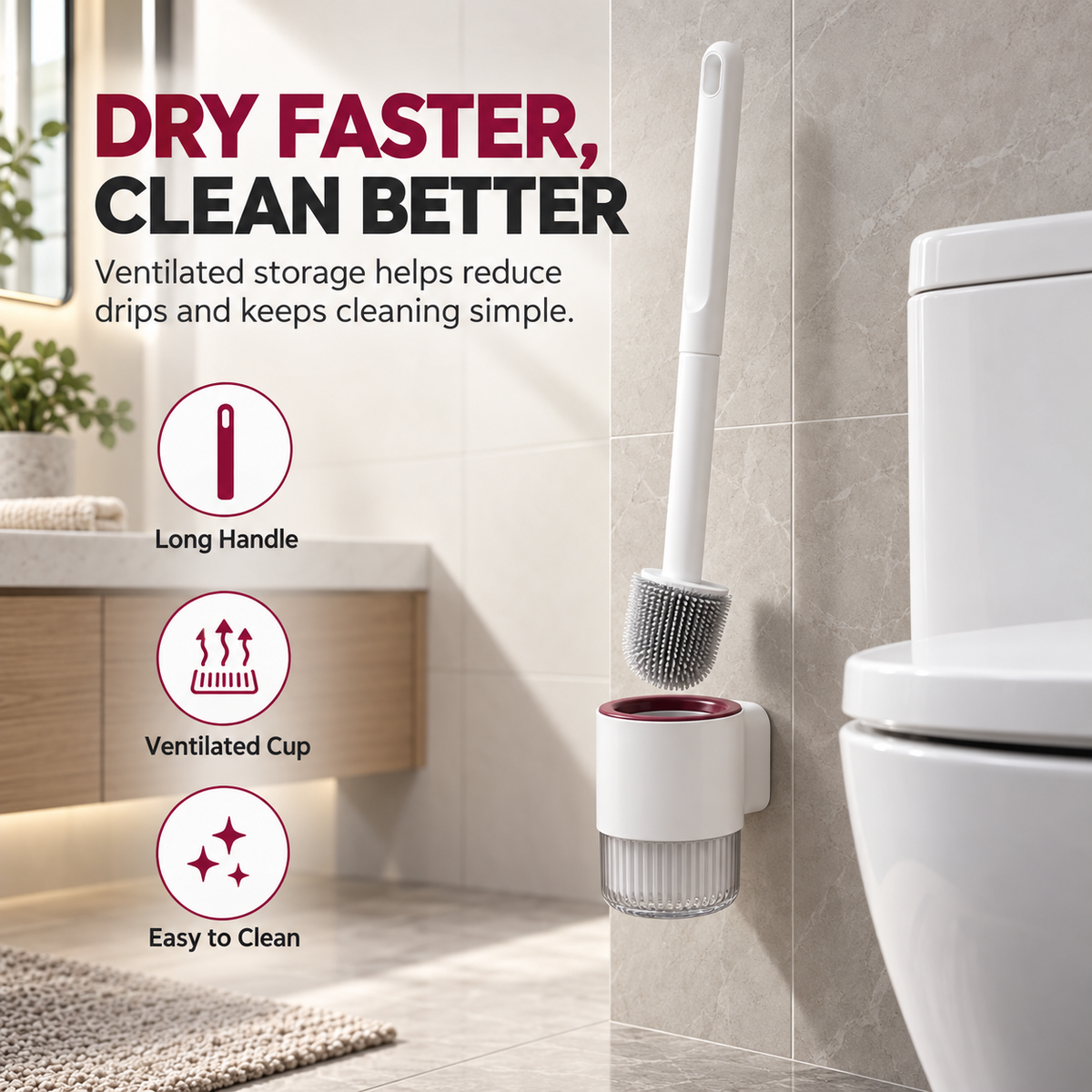 Wall-Mounted Toilet Brush Set